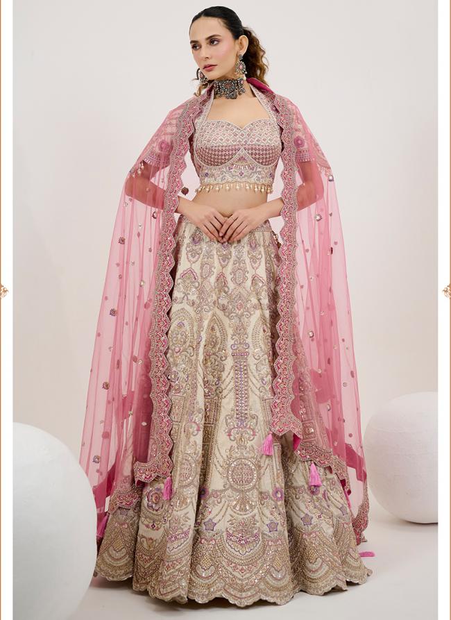 Silk Off White Bridal Wear Embroidery Work Ready To Wear Lehenga Choli